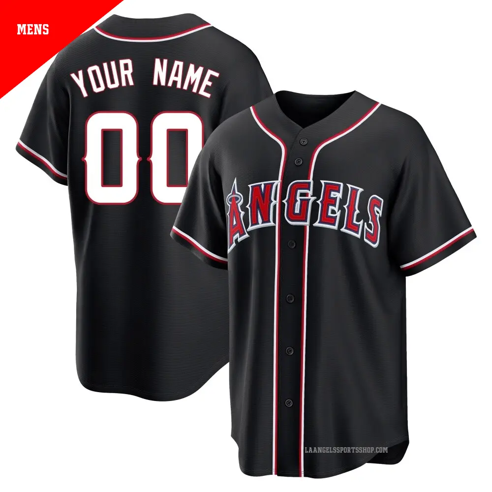 Men's ＃00 Custom Los Angeles Angels Black Replica Fashion Out Jersey