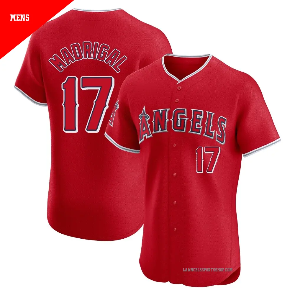 Men's ＃17 Nick Madrigal Los Angeles Angels Red Elite Alternate Jersey