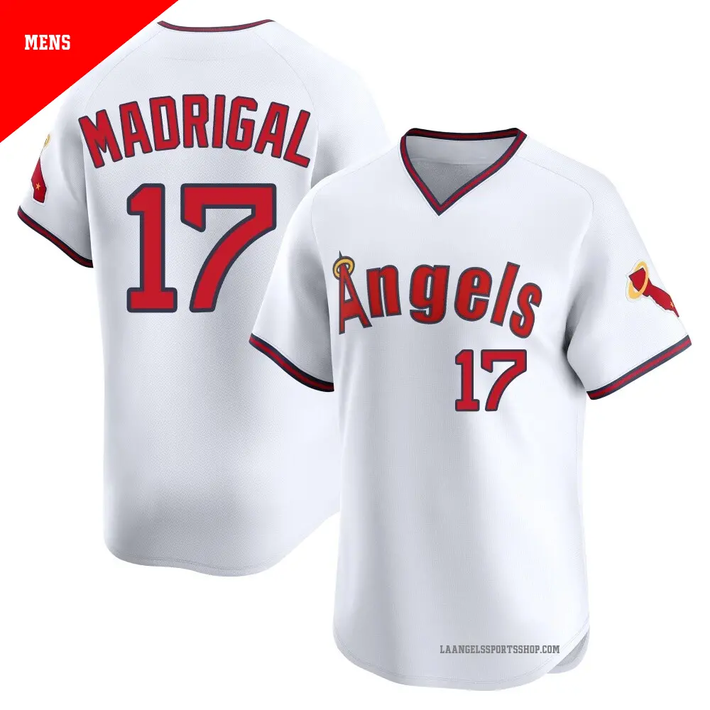 Men's ＃17 Nick Madrigal Los Angeles Angels White Limited Alternate 2 Jersey