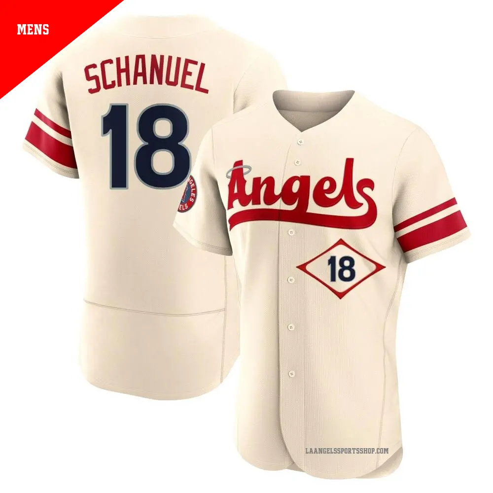 Men's ＃18 Nolan Schanuel Los Angeles Angels Cream Authentic 2022 City Connect Jersey