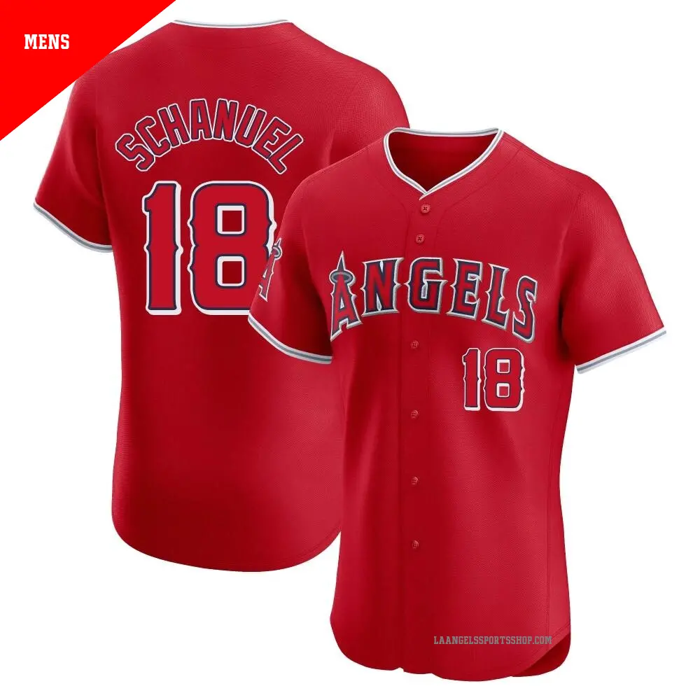 Men's ＃18 Nolan Schanuel Los Angeles Angels Red Elite Alternate Jersey