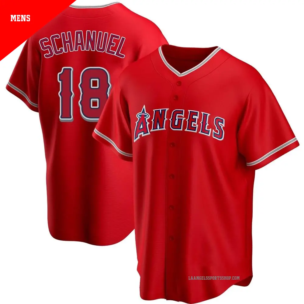 Men's ＃18 Nolan Schanuel Los Angeles Angels Red Replica Alternate Jersey