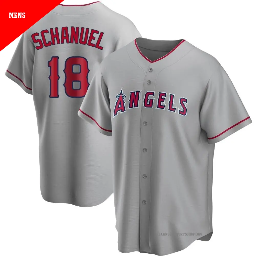 Men's ＃18 Nolan Schanuel Los Angeles Angels Replica Silver Road Jersey