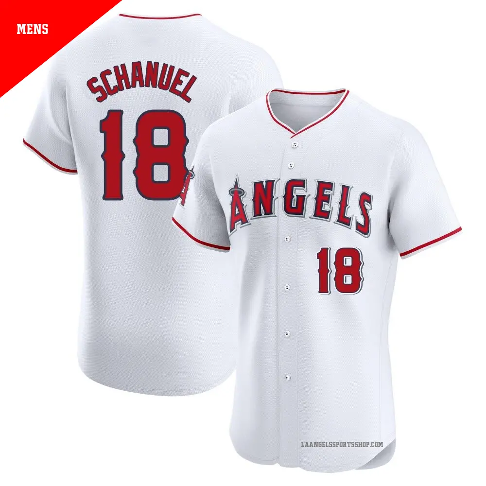 Men's ＃18 Nolan Schanuel Los Angeles Angels White Elite Home Jersey