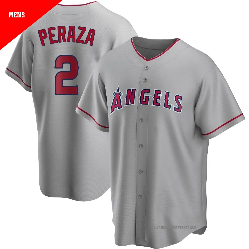 Men's ＃2 Oswald Peraza Los Angeles Angels Replica Silver Road Jersey