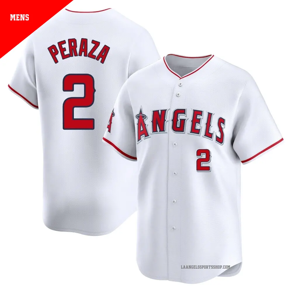 Men's ＃2 Oswald Peraza Los Angeles Angels White Limited Home Jersey