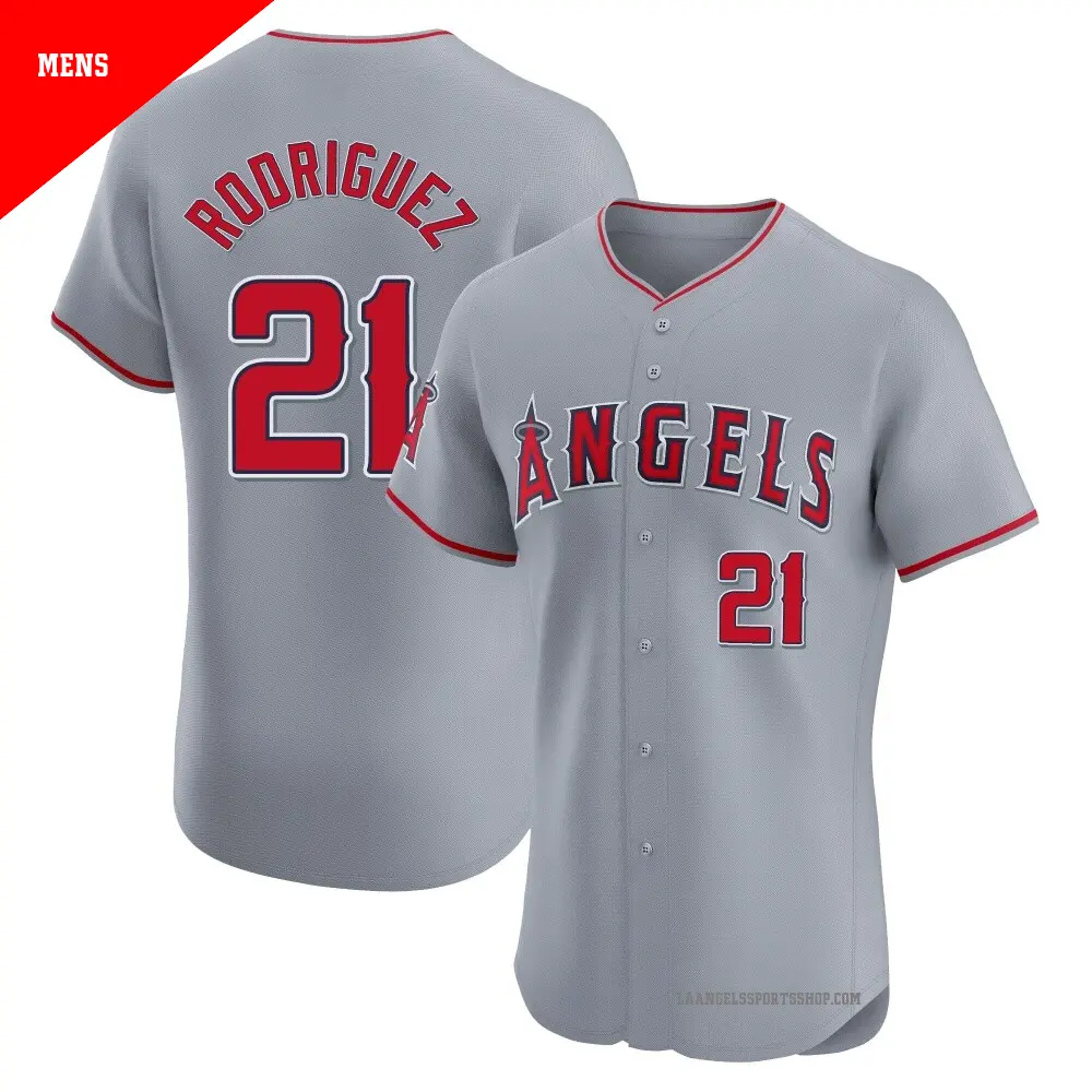Men's ＃21 Grayson Rodriguez Los Angeles Angels Gray Elite Road Jersey