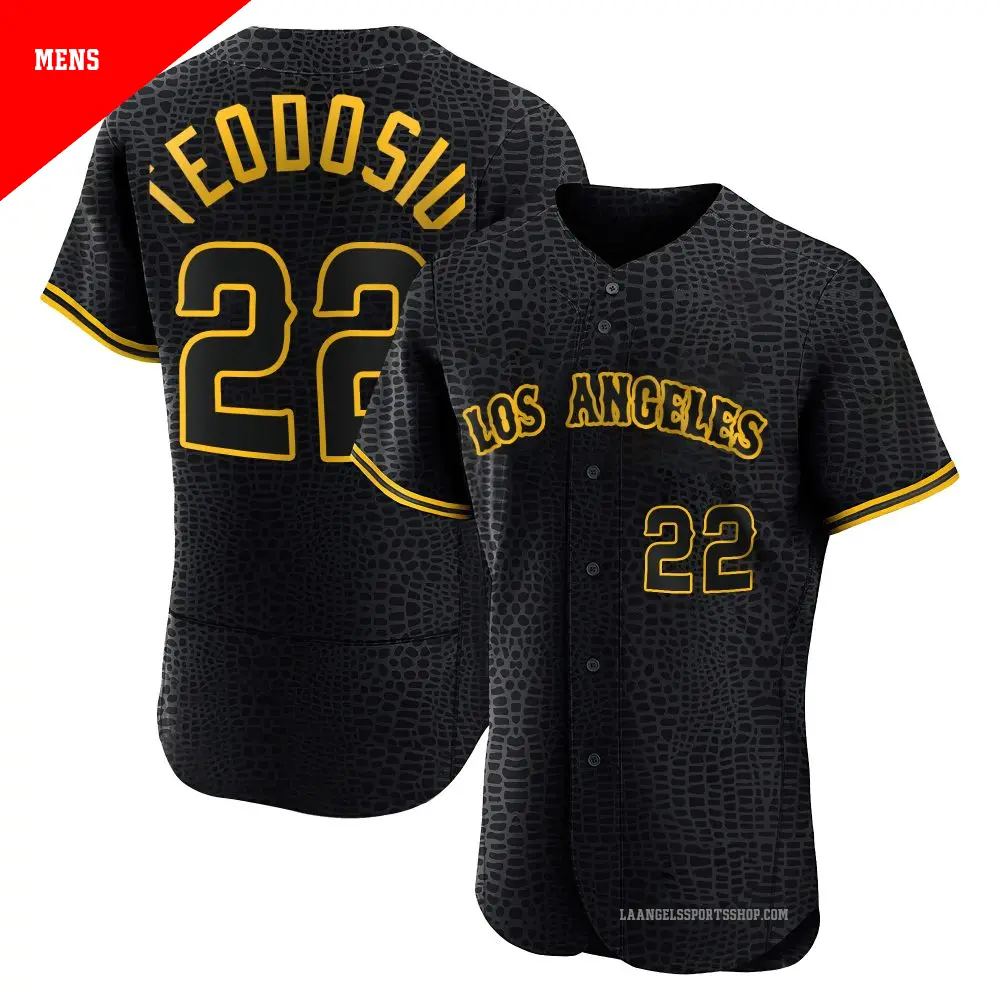 Men's ＃22 Bryce Teodosio Los Angeles Angels Black Authentic Snake Skin City Jersey