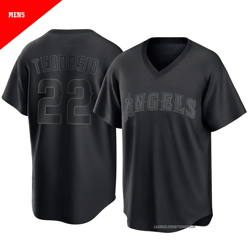 Men's ＃22 Bryce Teodosio Los Angeles Angels Black Replica Pitch Fashion Jersey