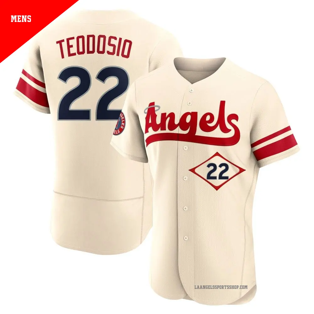 Men's ＃22 Bryce Teodosio Los Angeles Angels Cream Authentic 2022 City Connect Jersey