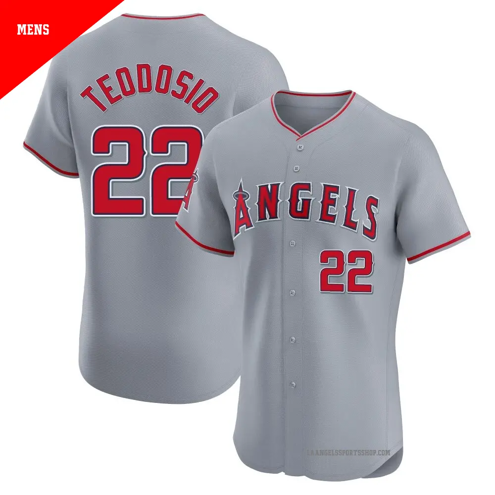 Men's ＃22 Bryce Teodosio Los Angeles Angels Gray Elite Road Jersey