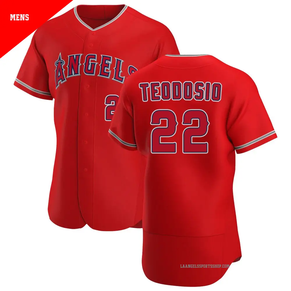 Men's ＃22 Bryce Teodosio Los Angeles Angels Scarlet Authentic Alternate Jersey