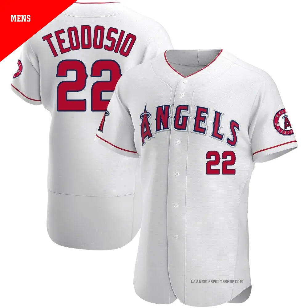 Men's ＃22 Bryce Teodosio Los Angeles Angels White Authentic Jersey