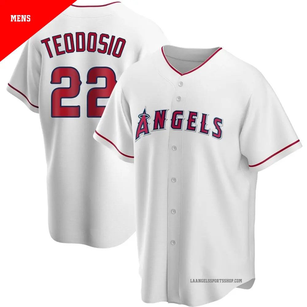 Men's ＃22 Bryce Teodosio Los Angeles Angels White Replica Home Jersey