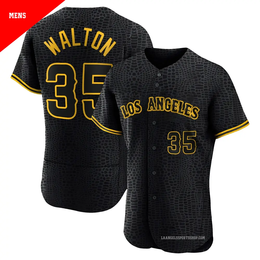 Men's ＃35 Donovan Walton Los Angeles Angels Black Authentic Snake Skin City Jersey