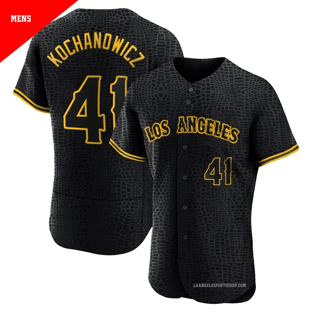 Men's ＃41 Jack Kochanowicz Los Angeles Angels Black Authentic Snake Skin City Jersey