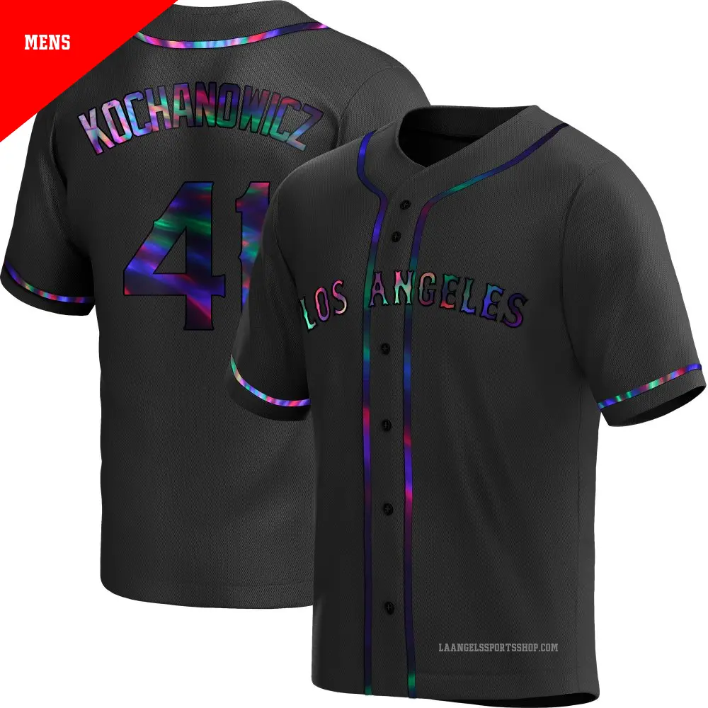 Men's ＃41 Jack Kochanowicz Los Angeles Angels Black Replica Holographic Alternate Jersey