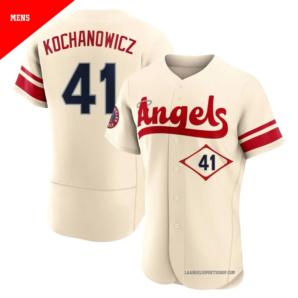 Men's ＃41 Jack Kochanowicz Los Angeles Angels Cream Authentic 2022 City Connect Jersey