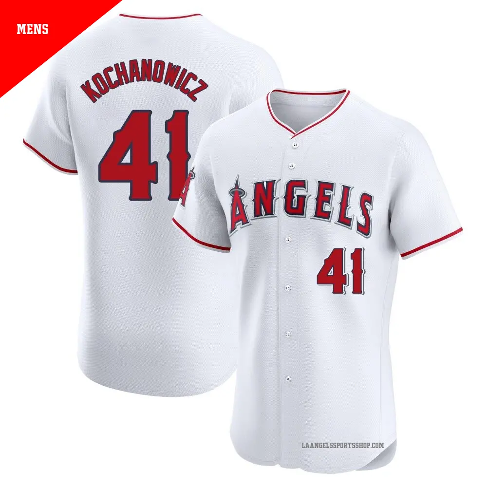 Men's ＃41 Jack Kochanowicz Los Angeles Angels White Elite Home Jersey