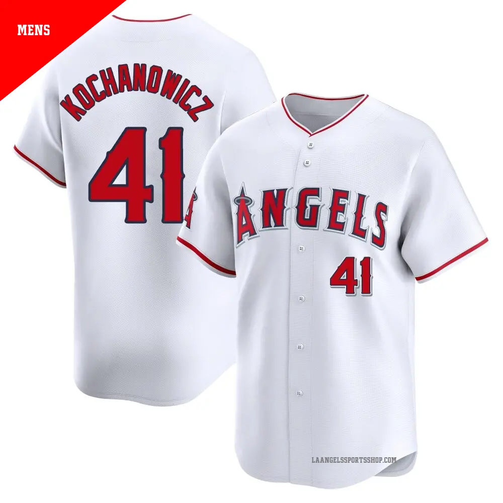 Men's ＃41 Jack Kochanowicz Los Angeles Angels White Limited Home Jersey