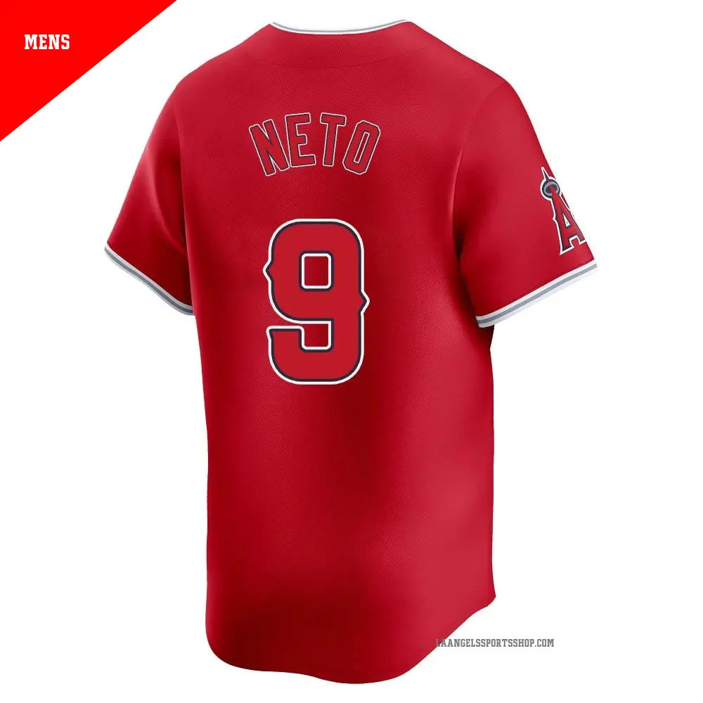 Men's #9 Zach Neto Los Angeles Angels Red Limited Alternate Jersey