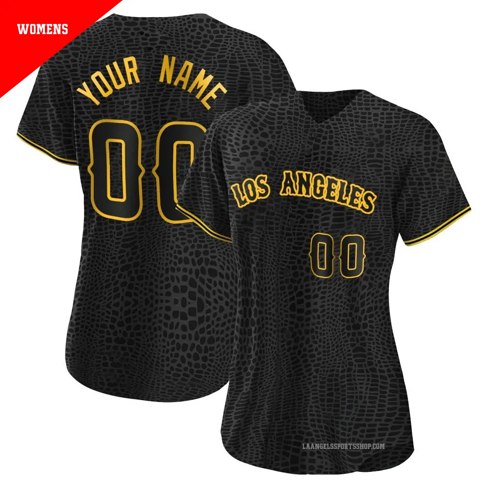 Women's ＃00 Custom Los Angeles Angels Black Replica Snake Skin City Jersey