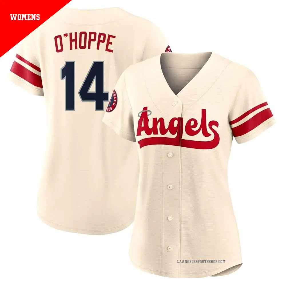 Women's ＃14 Logan O'Hoppe Los Angeles Angels Cream Authentic 2022 City Connect Jersey