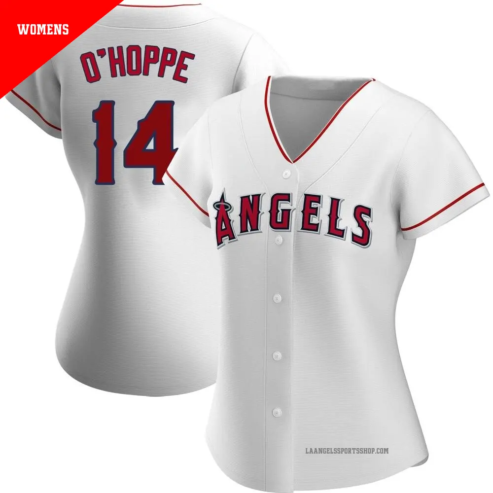 Women's ＃14 Logan O'Hoppe Los Angeles Angels White Authentic Home Jersey