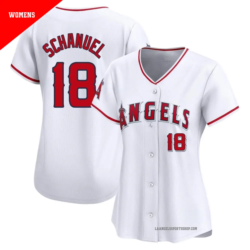 Women's ＃18 Nolan Schanuel Los Angeles Angels White Limited Home Jersey