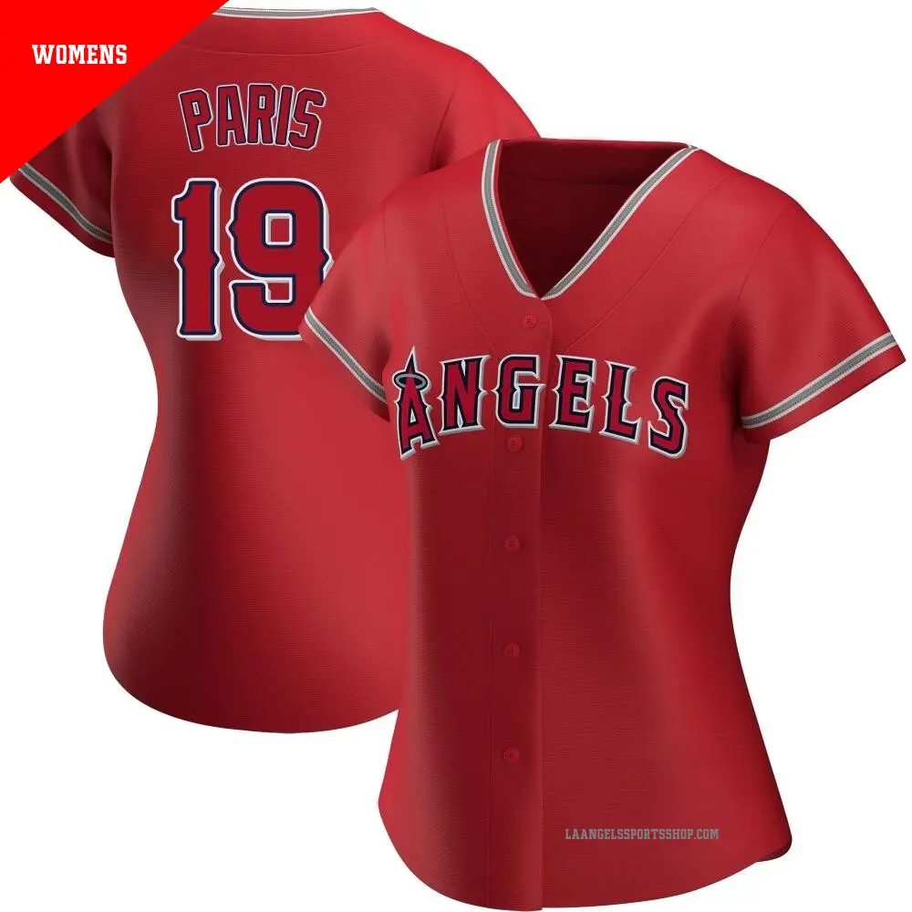 Women's ＃19 Kyren Paris Los Angeles Angels Red Authentic Alternate Jersey
