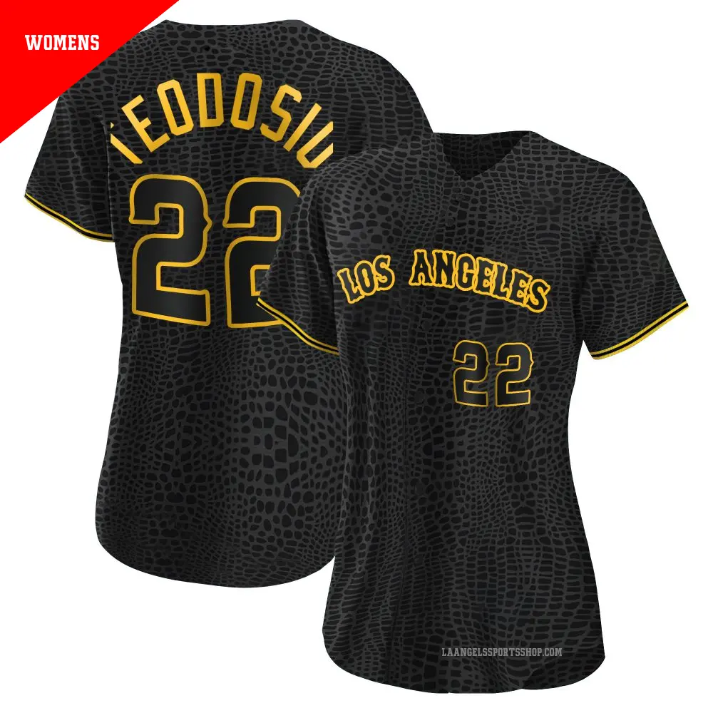Women's ＃22 Bryce Teodosio Los Angeles Angels Black Replica Snake Skin City Jersey