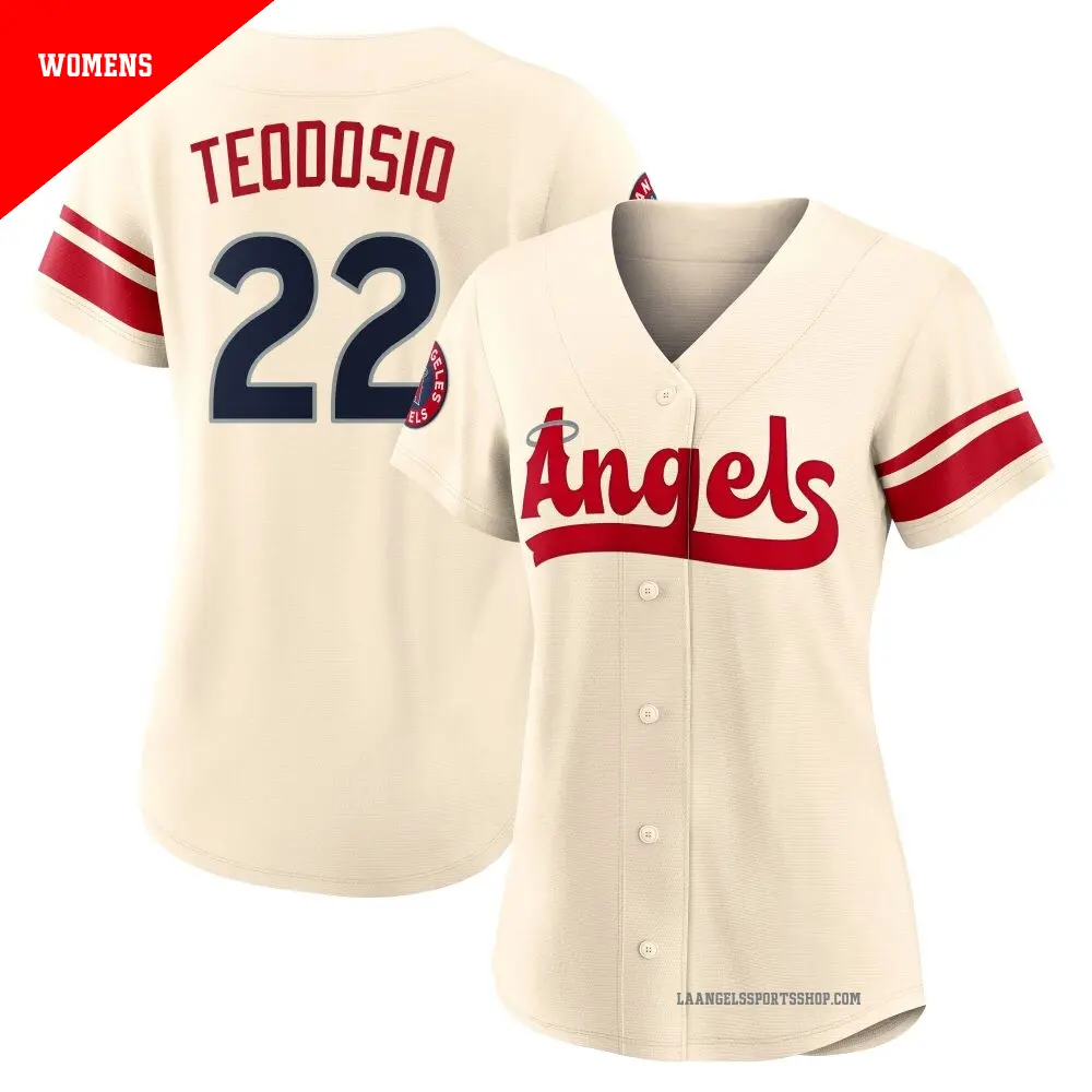 Women's ＃22 Bryce Teodosio Los Angeles Angels Cream Authentic 2022 City Connect Jersey