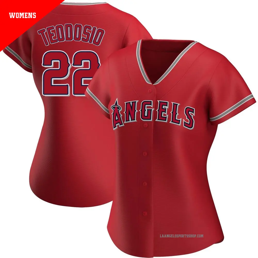 Women's ＃22 Bryce Teodosio Los Angeles Angels Red Replica Alternate Jersey