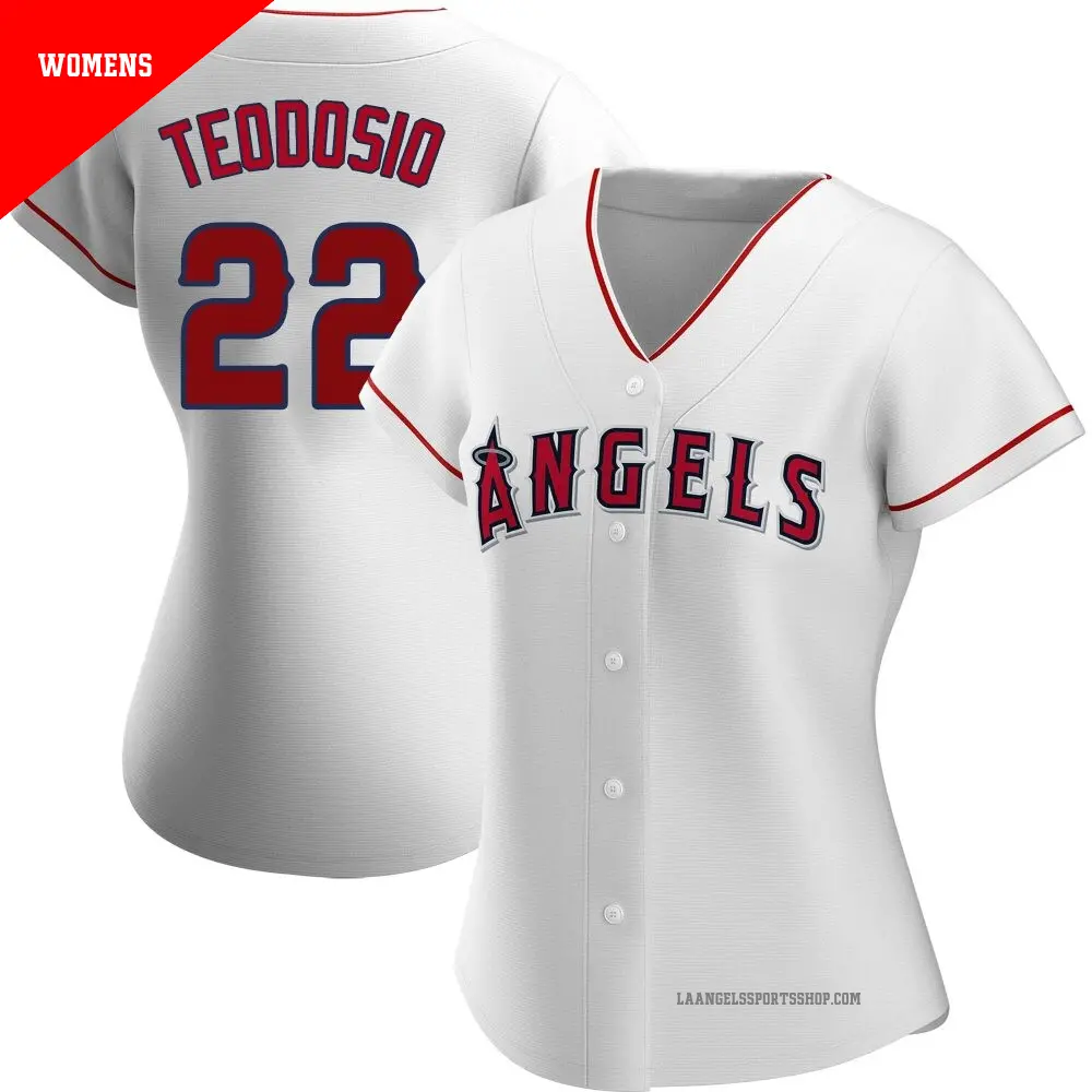 Women's ＃22 Bryce Teodosio Los Angeles Angels White Replica Home Jersey