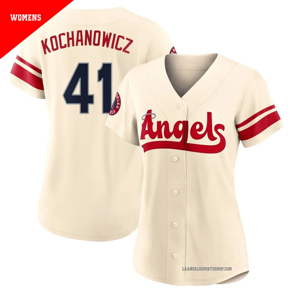 Women's ＃41 Jack Kochanowicz Los Angeles Angels Cream Replica 2022 City Connect Jersey
