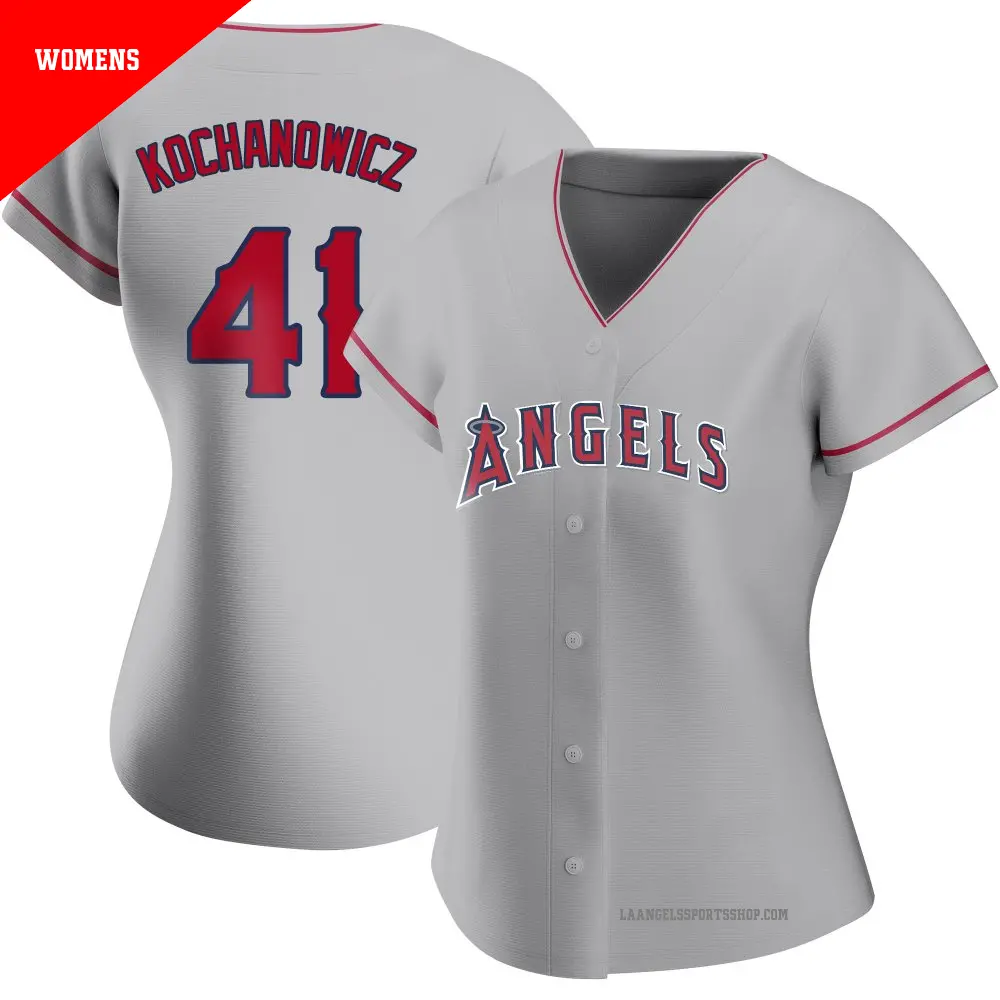 Women's ＃41 Jack Kochanowicz Los Angeles Angels Replica Silver Road Jersey