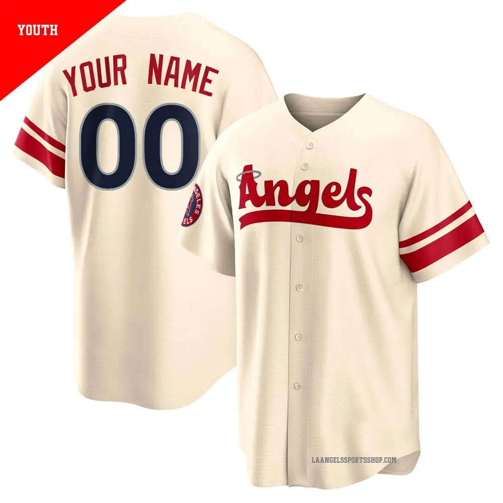 Youth ＃00 Custom Los Angeles Angels Cream Replica 2022 City Connect Jersey