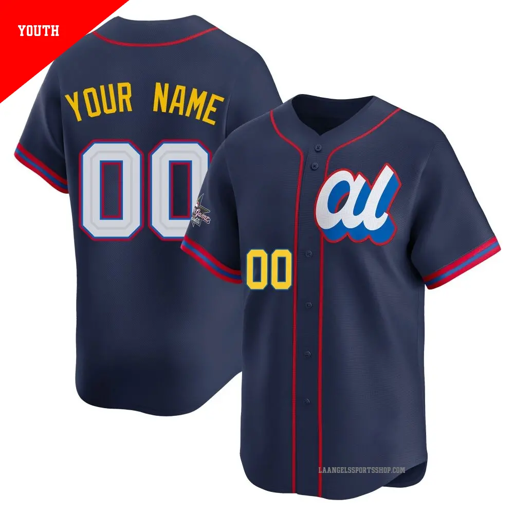 Youth ＃00 Custom Los Angeles Angels Navy Limited American League 2025 All-Star Edition Jersey