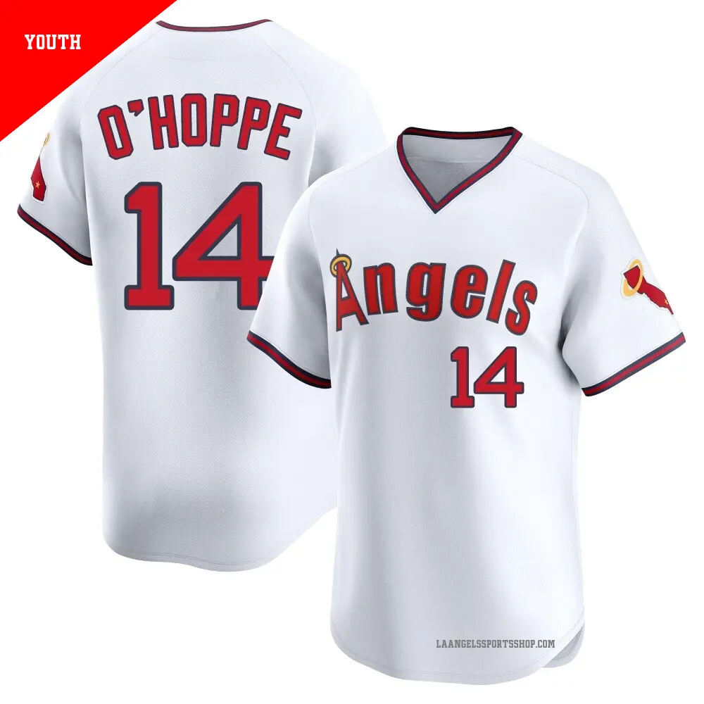 Youth ＃14 Logan O'Hoppe Los Angeles Angels White Limited Alternate 2 Jersey