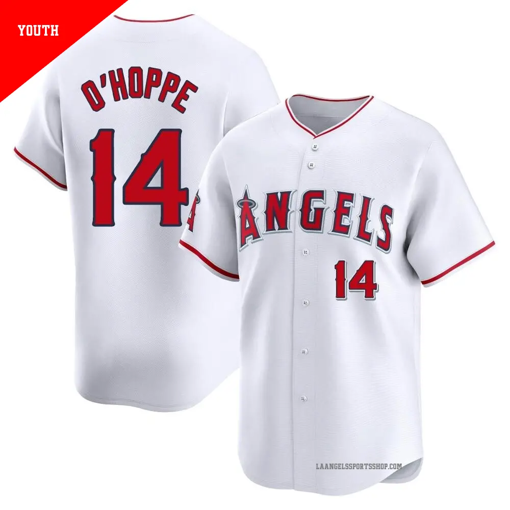 Youth ＃14 Logan O'Hoppe Los Angeles Angels White Limited Home Jersey