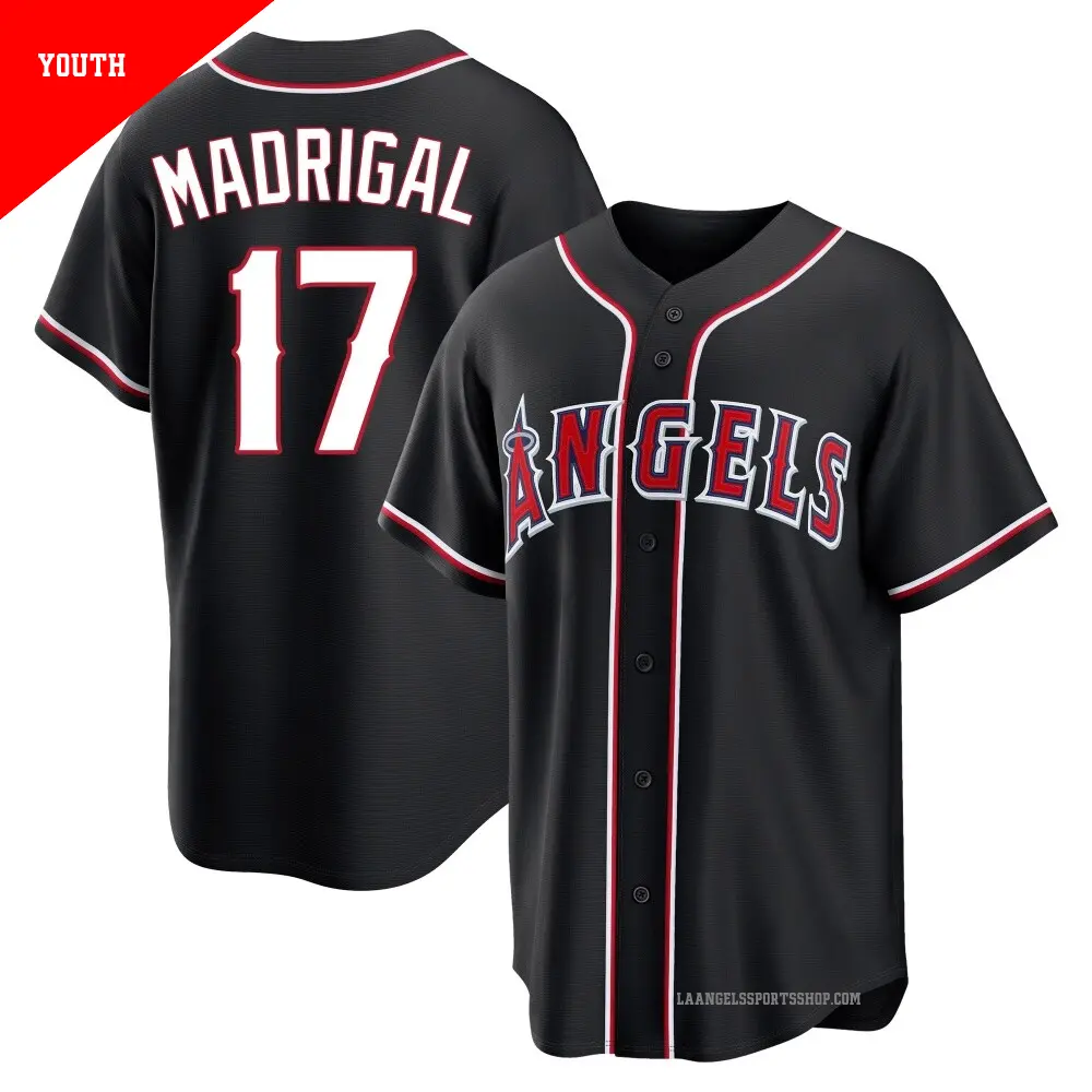 Youth ＃17 Nick Madrigal Los Angeles Angels Black Replica Fashion Out Jersey