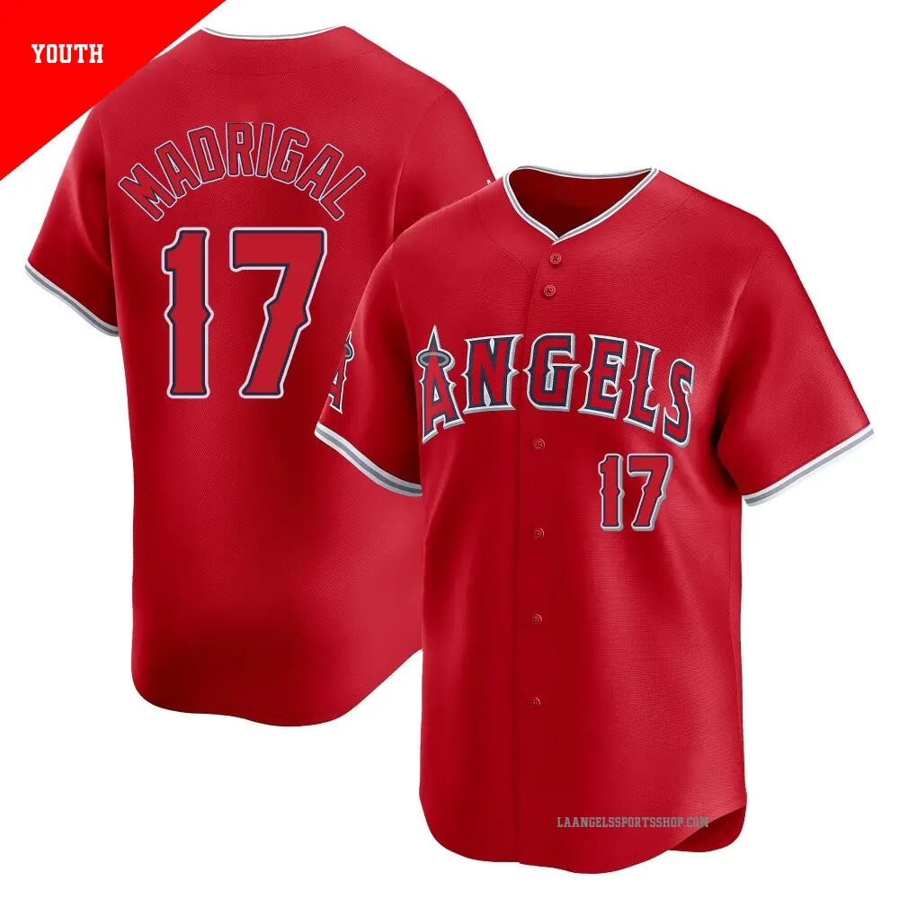 Youth ＃17 Nick Madrigal Los Angeles Angels Red Limited Alternate Jersey