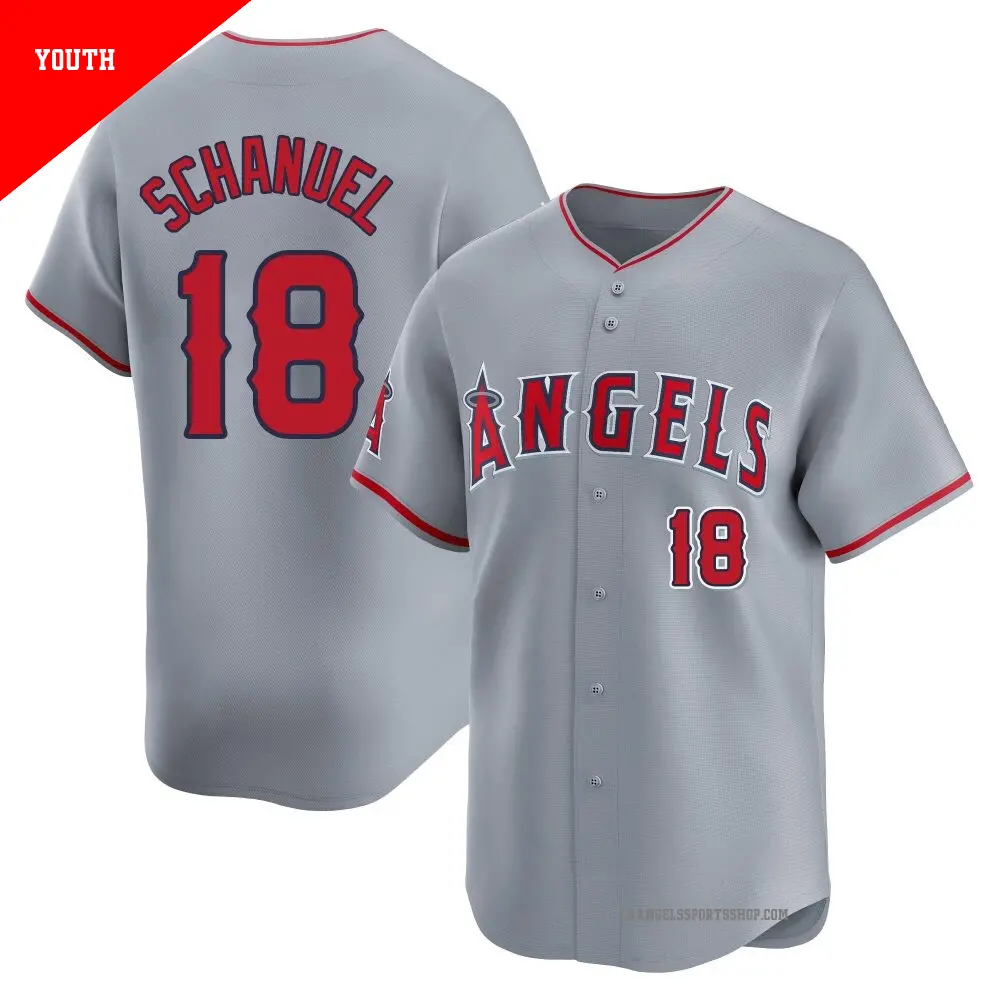 Youth ＃18 Nolan Schanuel Los Angeles Angels Gray Limited Away Jersey