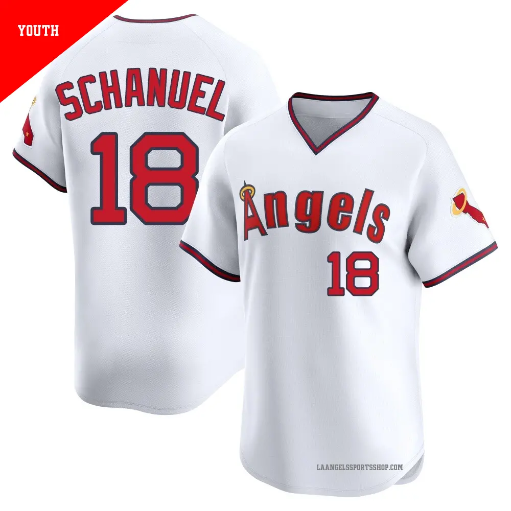 Youth ＃18 Nolan Schanuel Los Angeles Angels White Limited Alternate 2 Jersey