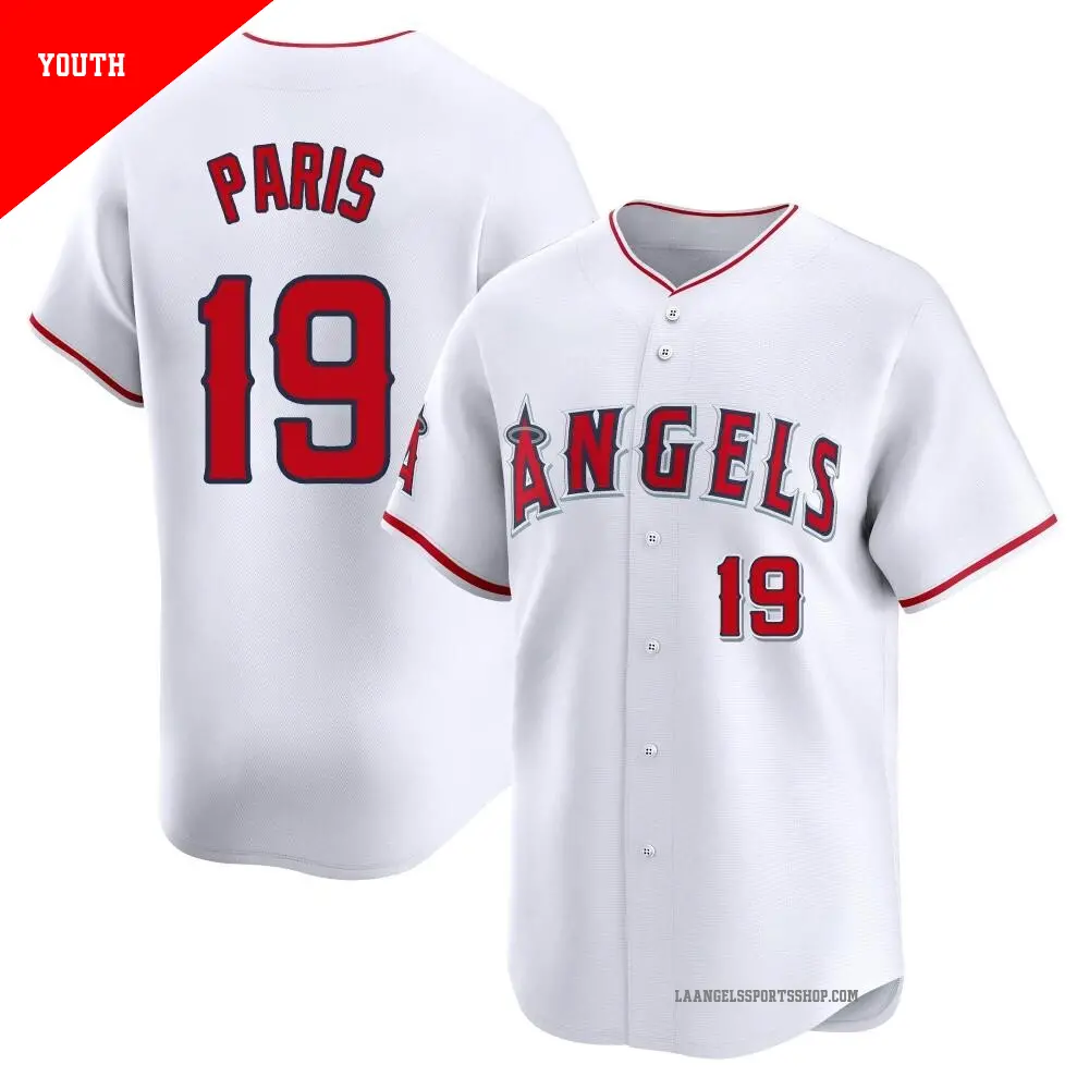 Youth ＃19 Kyren Paris Los Angeles Angels White Limited Home Jersey