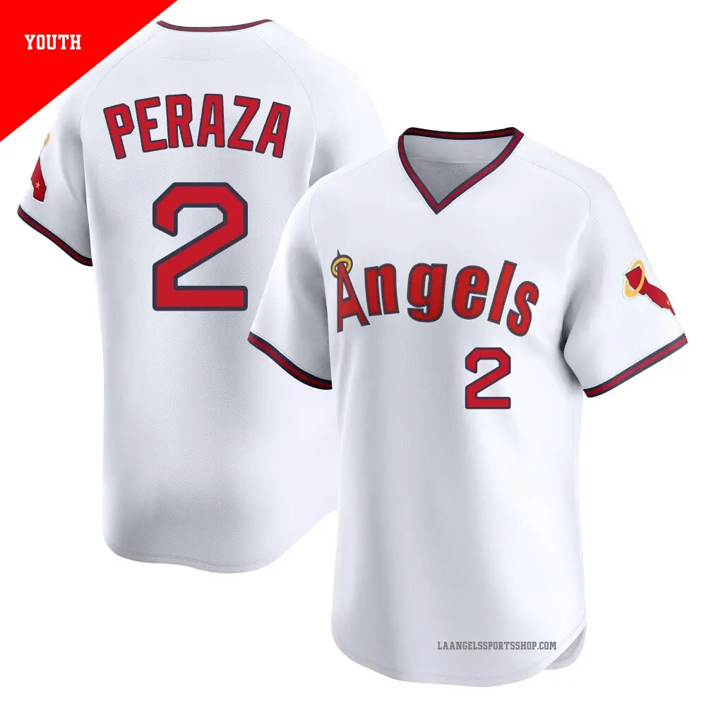 Youth ＃2 Oswald Peraza Los Angeles Angels White Limited Alternate 2 Jersey