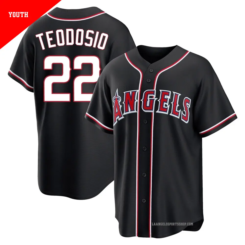 Youth ＃22 Bryce Teodosio Los Angeles Angels Black Replica Fashion Out Jersey