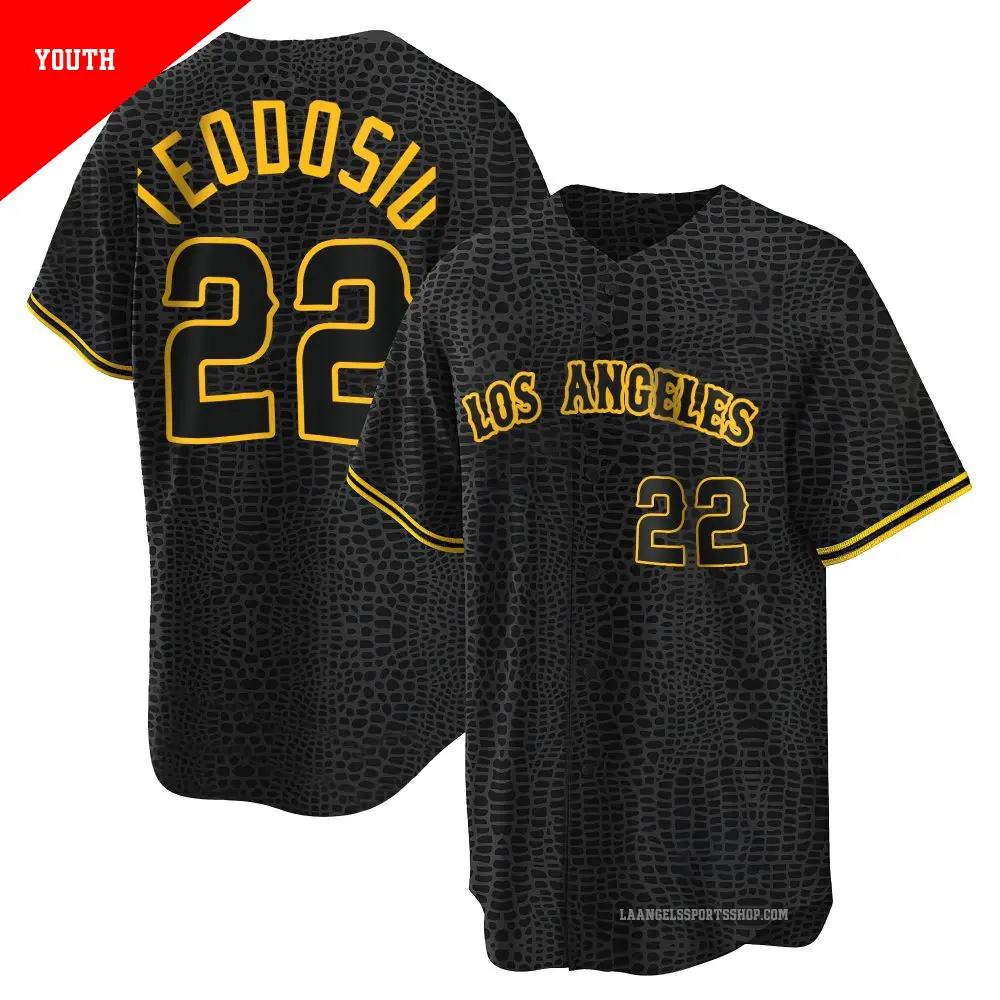 Youth ＃22 Bryce Teodosio Los Angeles Angels Black Replica Snake Skin City Jersey