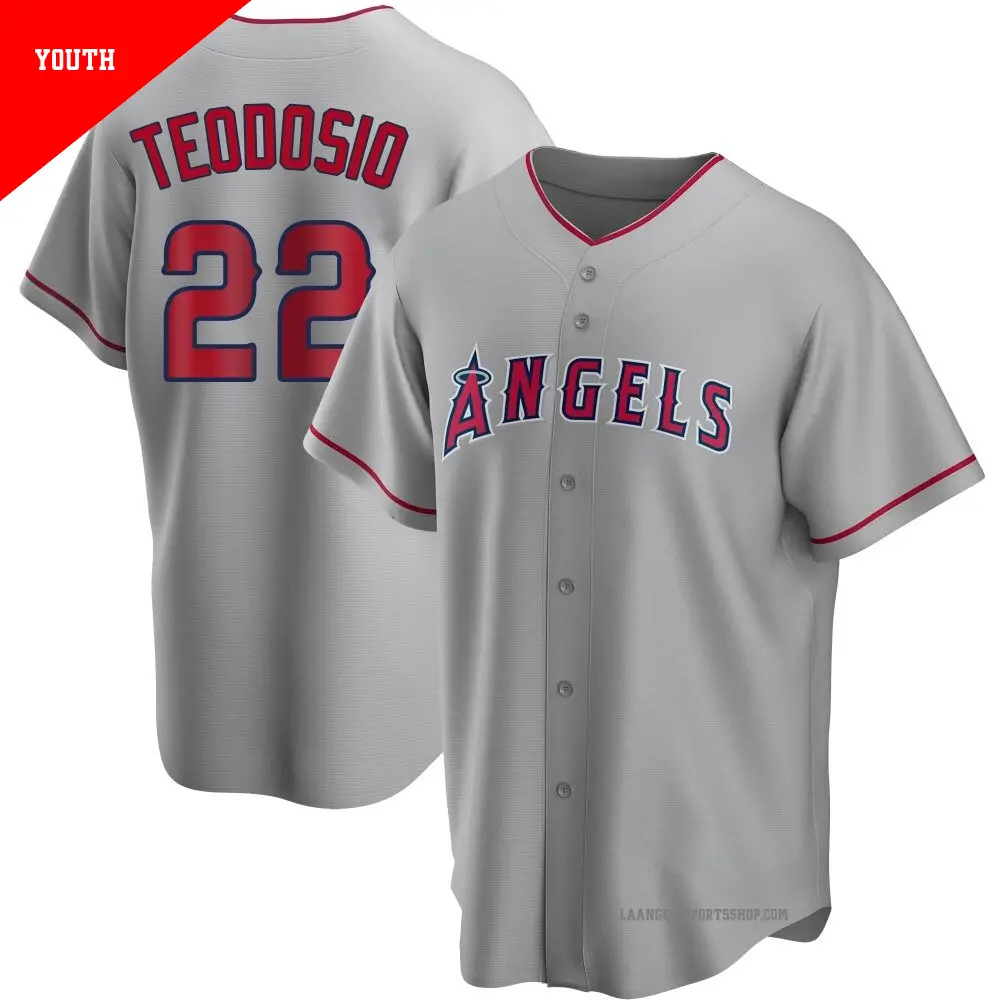 Youth ＃22 Bryce Teodosio Los Angeles Angels Replica Silver Road Jersey
