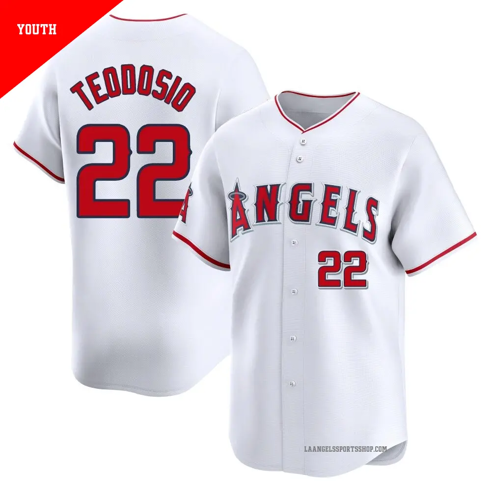 Youth ＃22 Bryce Teodosio Los Angeles Angels White Limited Home Jersey